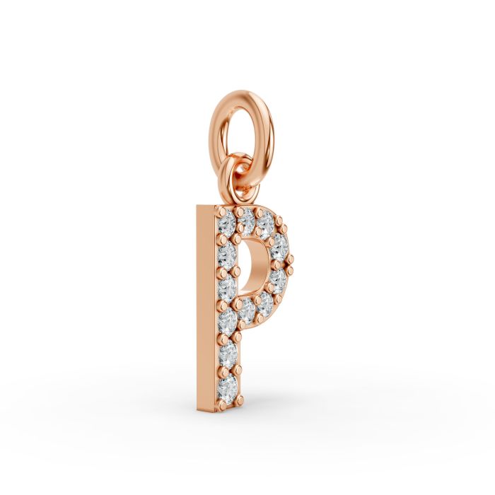 Round Shape Diamond Alphabet Collection in Gold