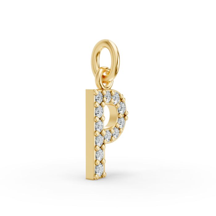 Round Shape Diamond Alphabet Collection in Gold
