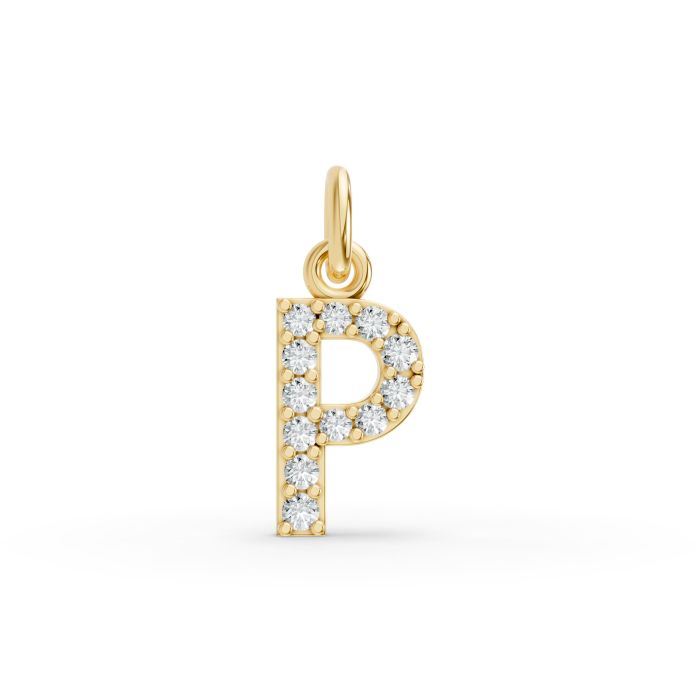 Round Shape Diamond Alphabet Collection in Gold
