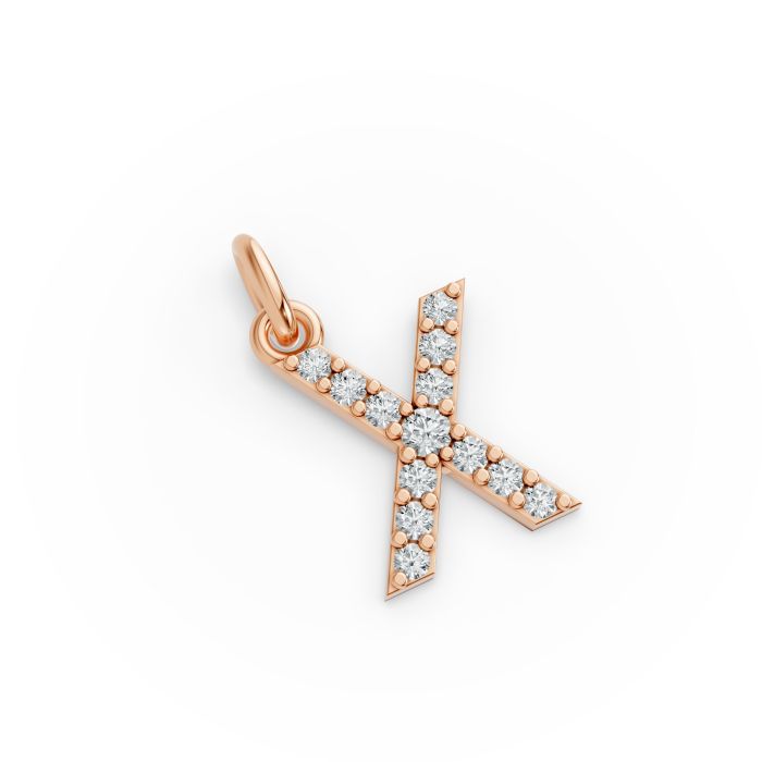 Round Shape Diamond Alphabet Collection in Gold