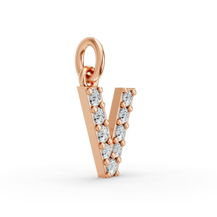 Round Shape Diamond Alphabet Collection in Gold
