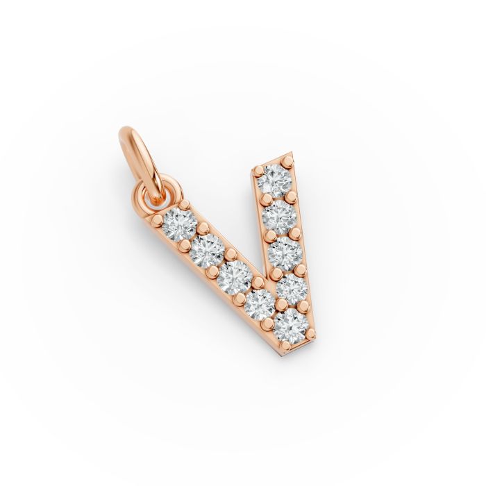 Round Shape Diamond Alphabet Collection in Gold