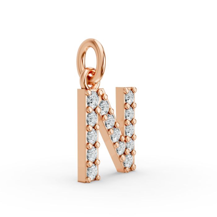 Round Shape Diamond Alphabet Collection in Gold