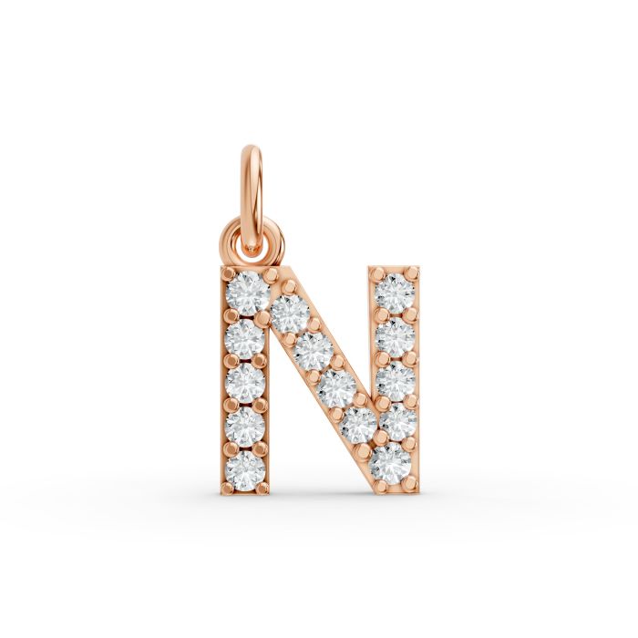 Round Shape Diamond Alphabet Collection in Gold