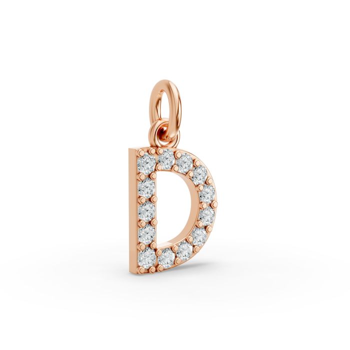 Round Shape Diamond Alphabet Collection in Gold