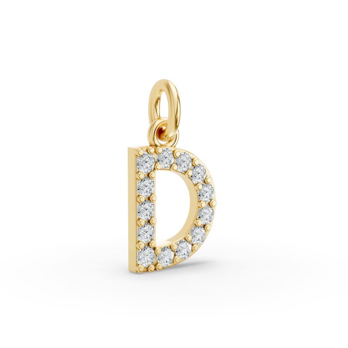 Round Shape Diamond Alphabet Collection in Gold