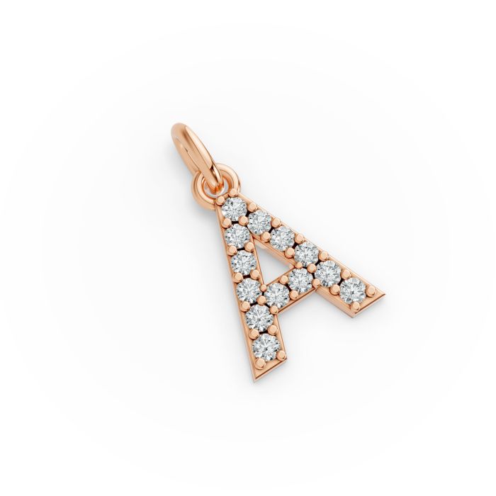 Round Shape Diamond Alphabet Collection in Gold