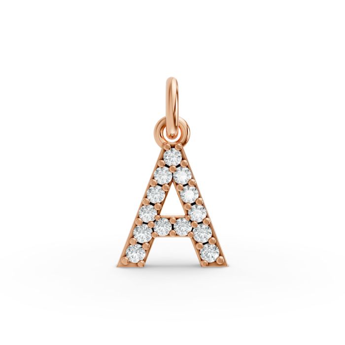 Round Shape Diamond Alphabet Collection in Gold