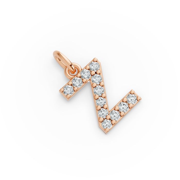 Round Shape Diamond Alphabet Collection in Gold