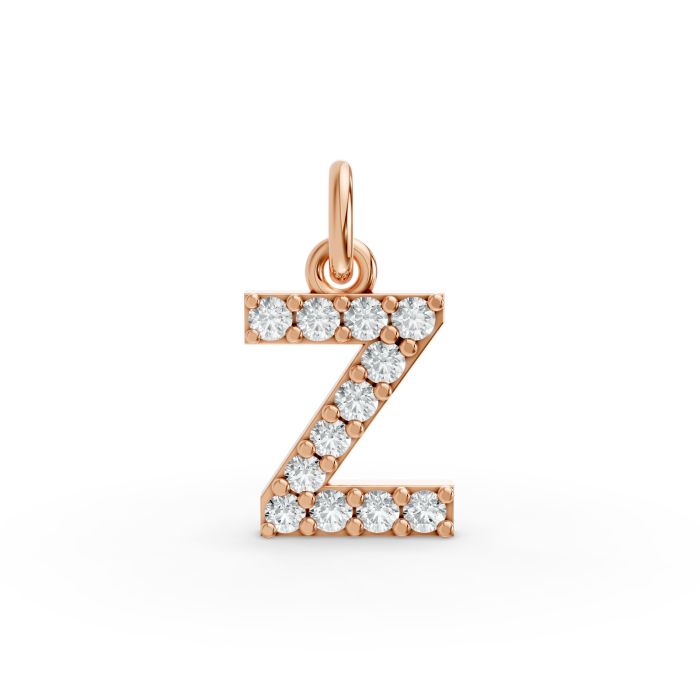 Round Shape Diamond Alphabet Collection in Gold