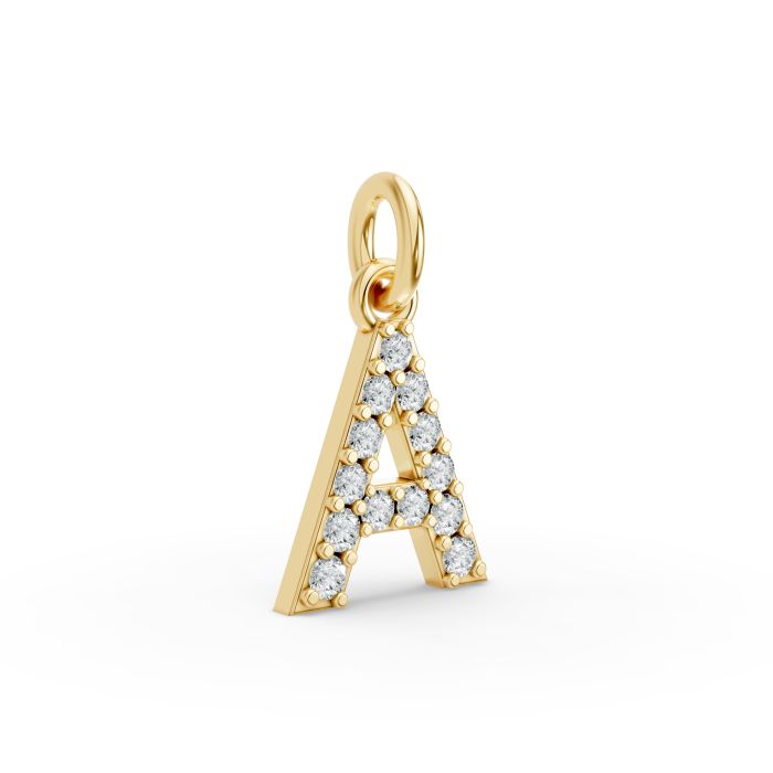 Round Shape Diamond Alphabet Collection in Gold