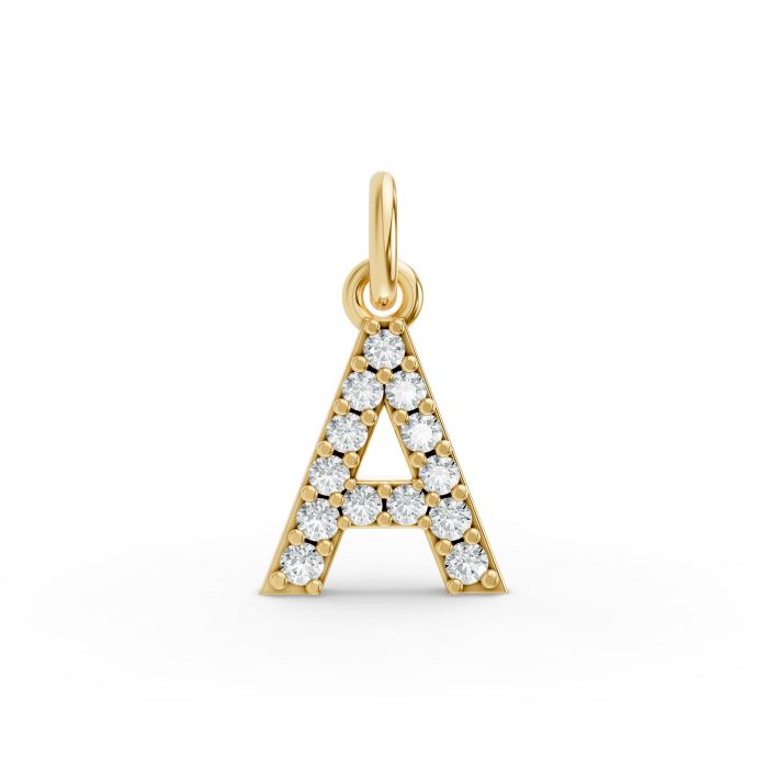 Round Shape Diamond Alphabet Collection in Gold