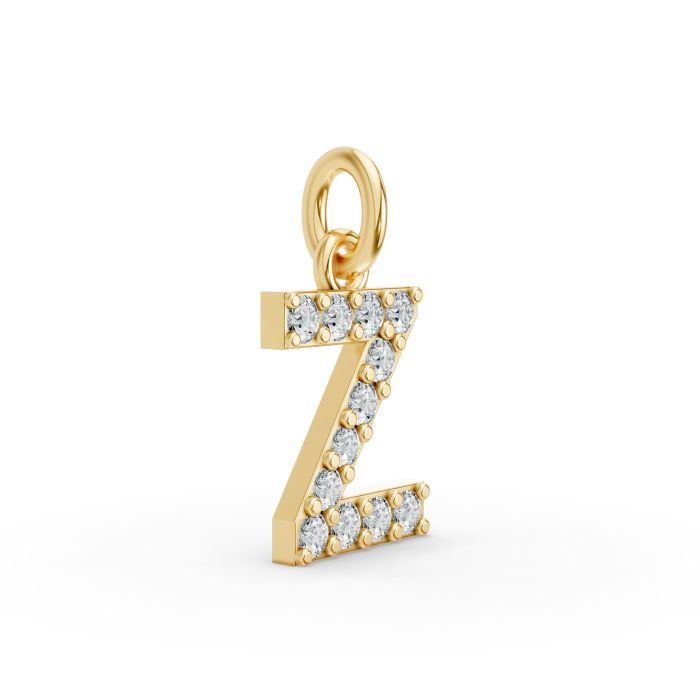 Round Shape Diamond Alphabet Collection in Gold