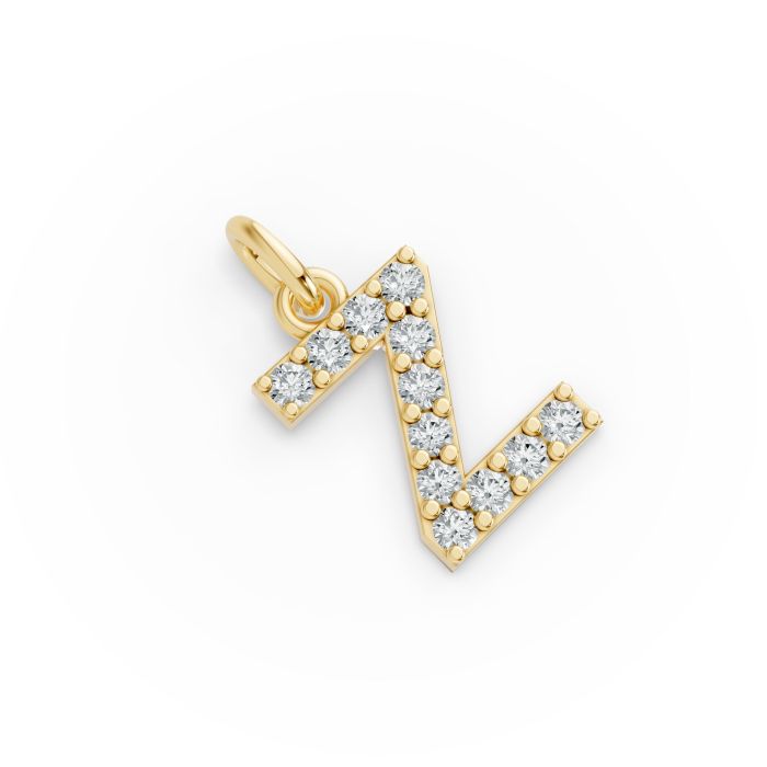 Round Shape Diamond Alphabet Collection in Gold