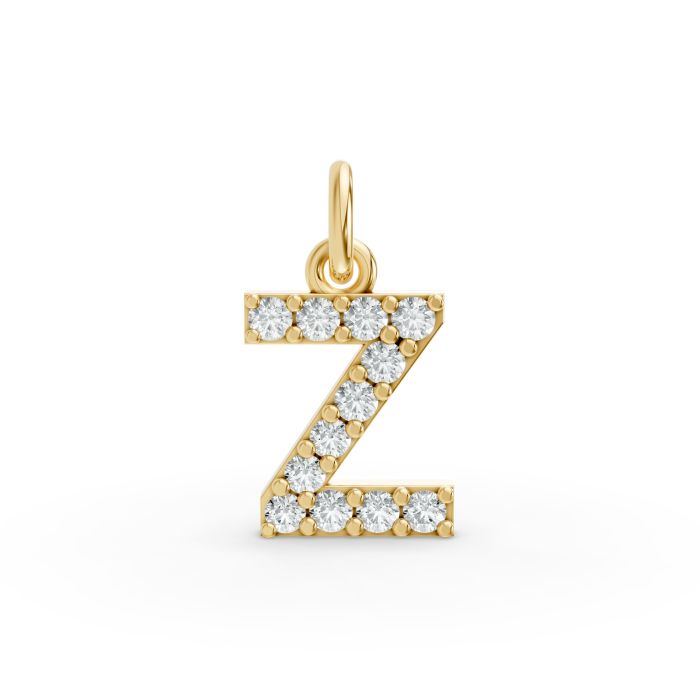 Round Shape Diamond Alphabet Collection in Gold