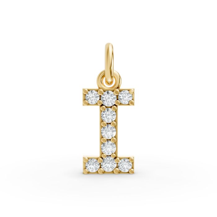 Round Shape Diamond Alphabet Collection in Gold