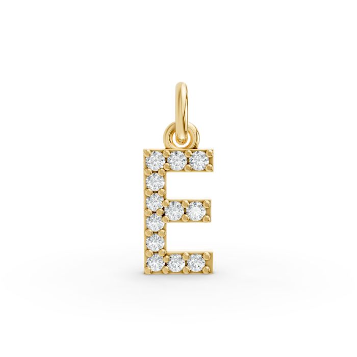 Round Shape Diamond Alphabet Collection in Gold