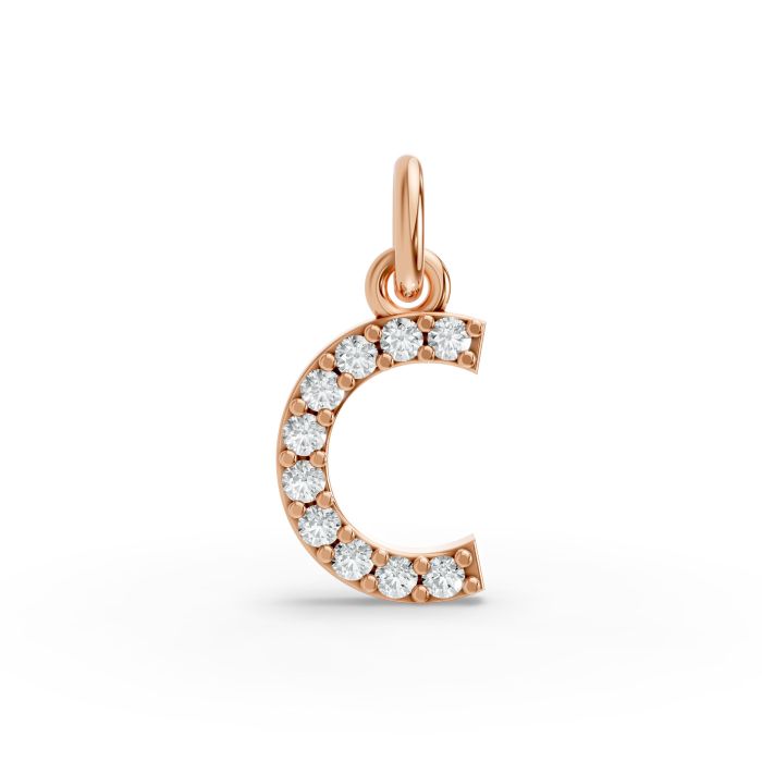 Round Shape Diamond Alphabet Collection in Gold
