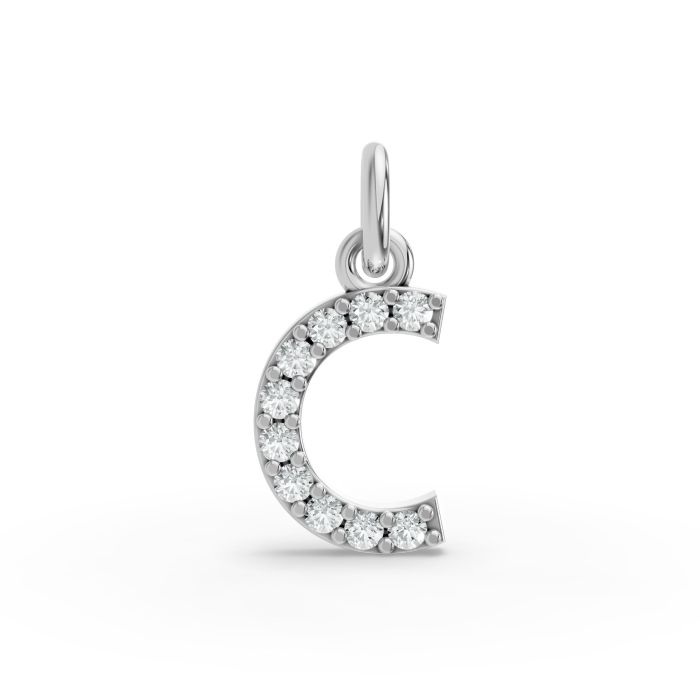 Round Shape Diamond Alphabet Collection in Gold