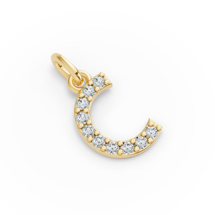 Round Shape Diamond Alphabet Collection in Gold