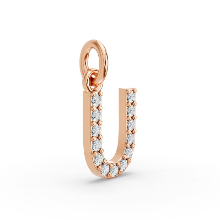 Round Shape Diamond Alphabet Collection in Gold
