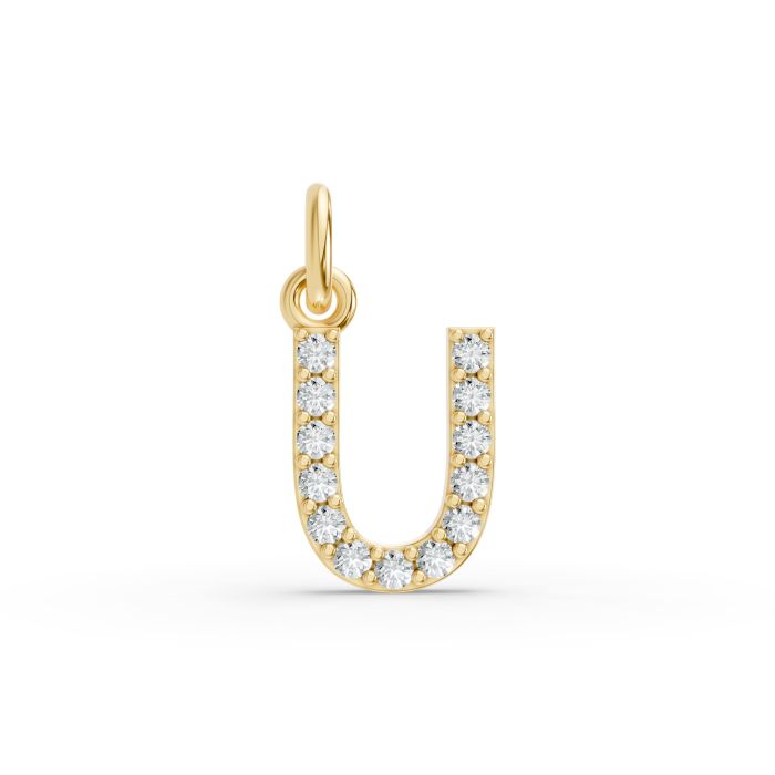 Round Shape Diamond Alphabet Collection in Gold