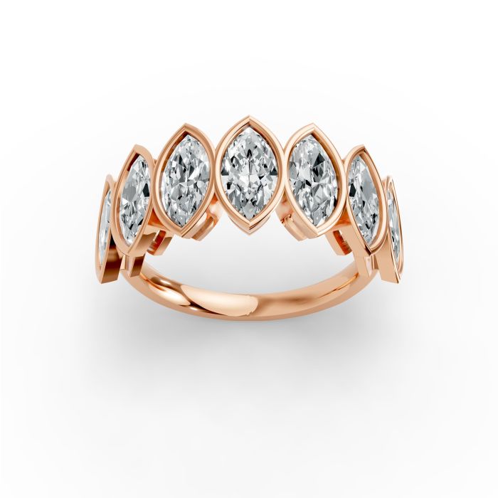 Marquise Shape Diamond Anniversary Band in Gold