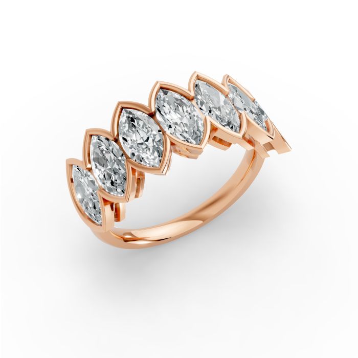 Marquise Shape Diamond Anniversary Band in Gold