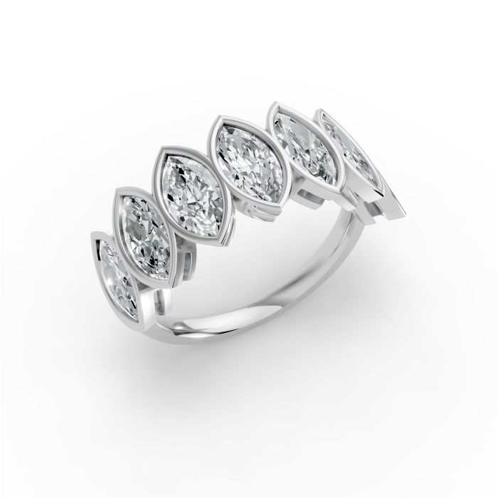 Marquise Shape Diamond Anniversary Band in Gold