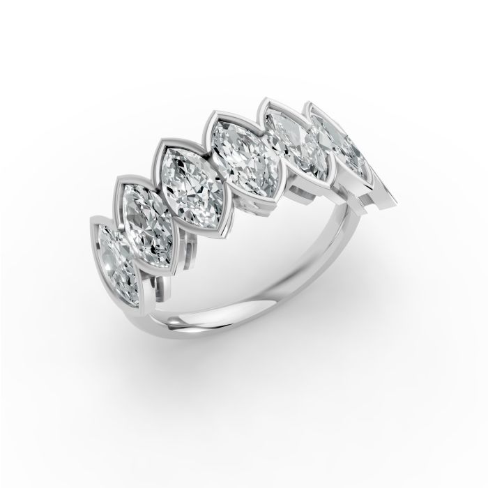 Marquise Shape Diamond Anniversary Band in Gold