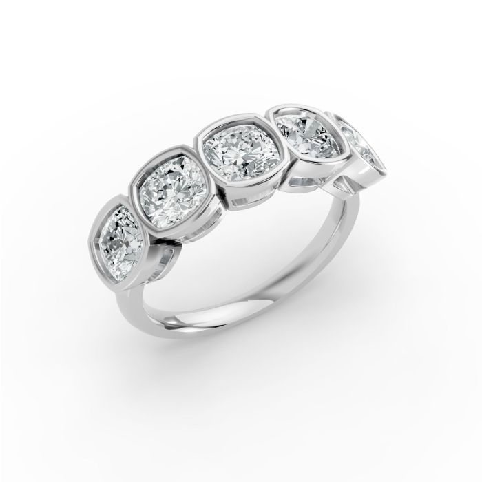 Cushion Shape Diamond Anniversary Band in Gold