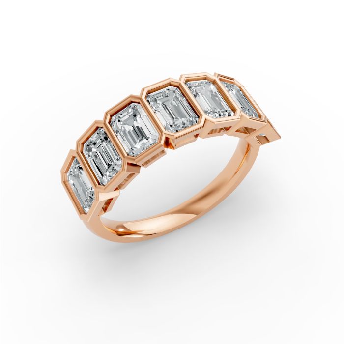 Emerald Shape Diamond Anniversary Band in Gold