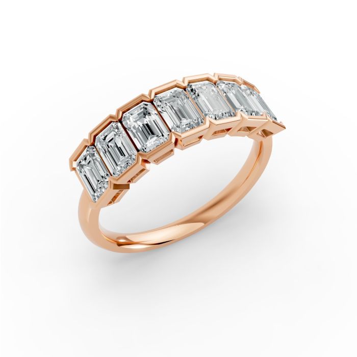 Emerald Shape Diamond Anniversary Band in Gold