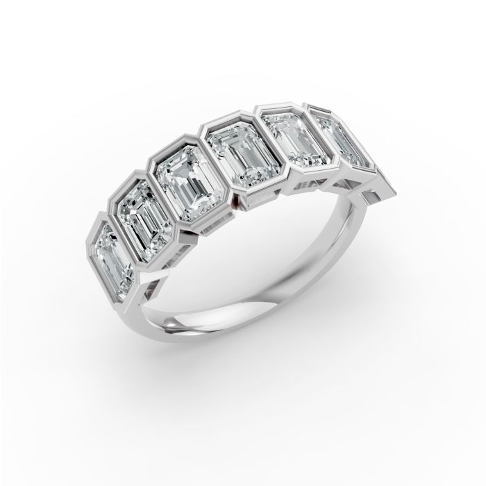 Emerald Shape Diamond Anniversary Band in Gold