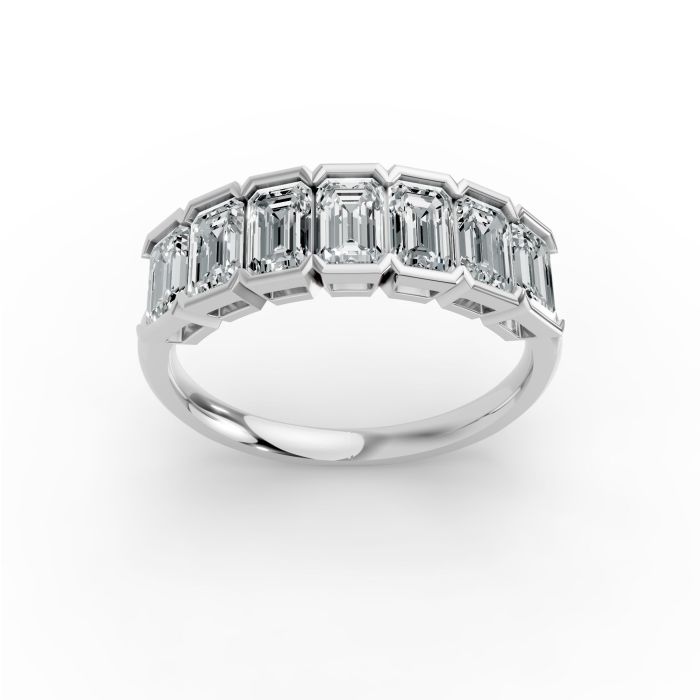 Emerald Shape Diamond Anniversary Band in Gold