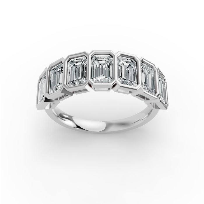 Emerald Shape Diamond Anniversary Band in Gold