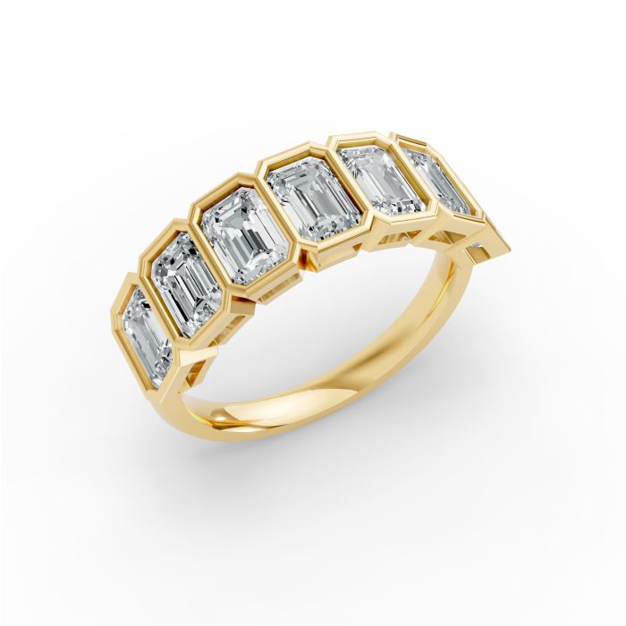 Emerald Shape Diamond Anniversary Band in Gold