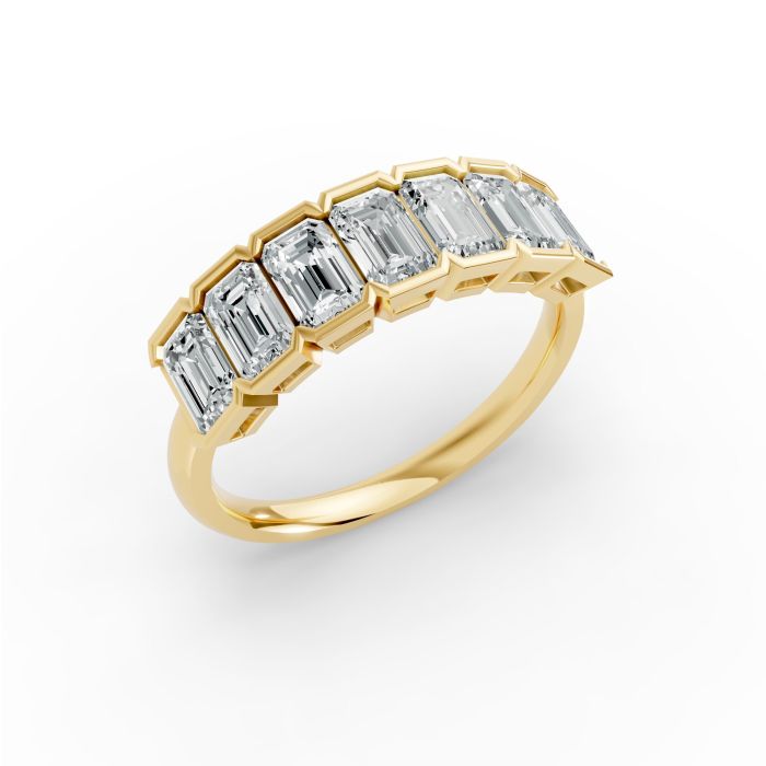 Emerald Shape Diamond Anniversary Band in Gold