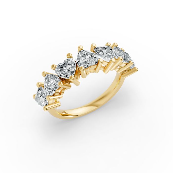 Heart Shape Diamond Anniversary Band in Gold