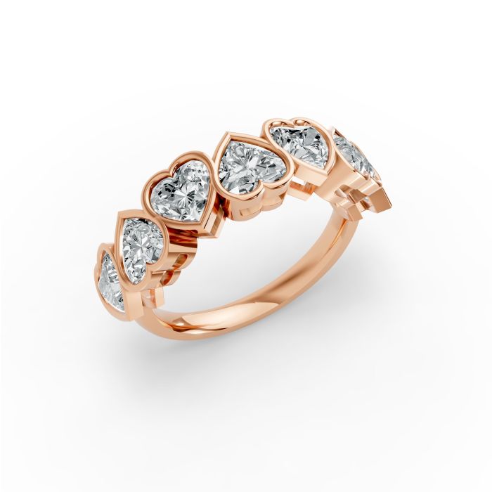 Heart Shape Diamond Anniversary Band in Gold