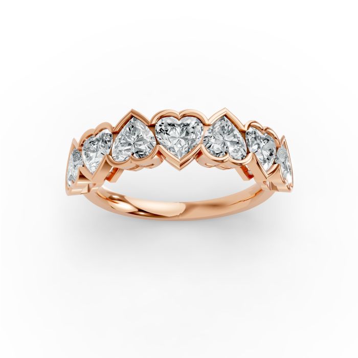Heart Shape Diamond Anniversary Band in Gold