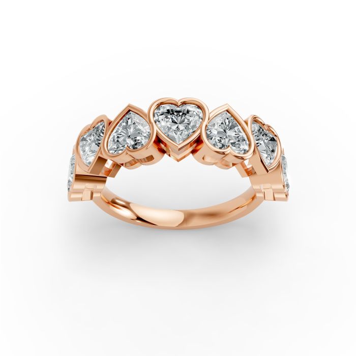 Heart Shape Diamond Anniversary Band in Gold