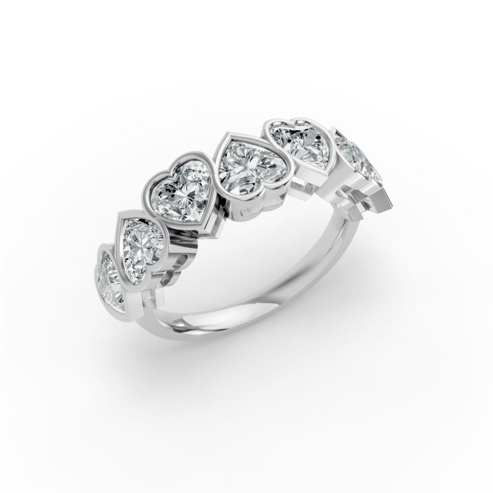Heart Shape Diamond Anniversary Band in Gold