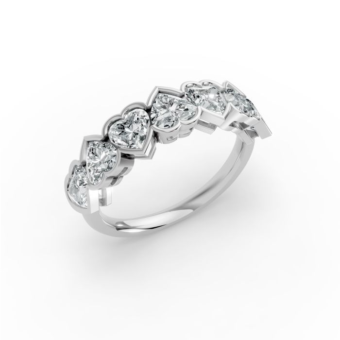 Heart Shape Diamond Anniversary Band in Gold