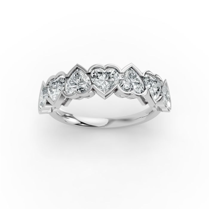 Heart Shape Diamond Anniversary Band in Gold