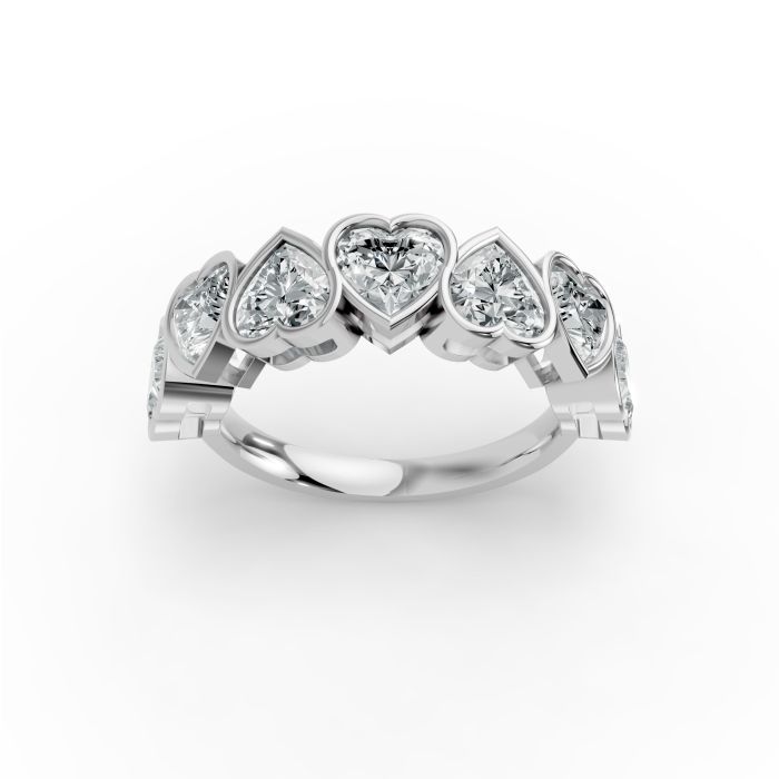 Heart Shape Diamond Anniversary Band in Gold