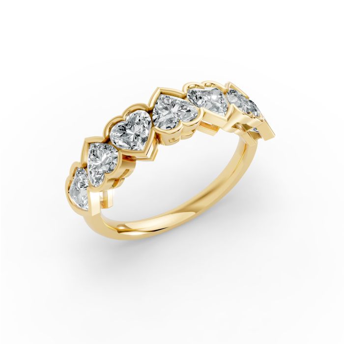 Heart Shape Diamond Anniversary Band in Gold