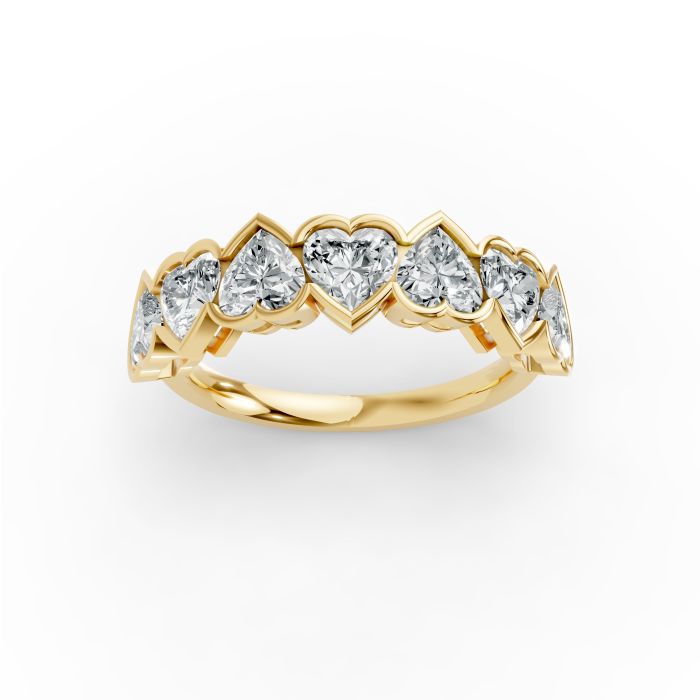 Heart Shape Diamond Anniversary Band in Gold