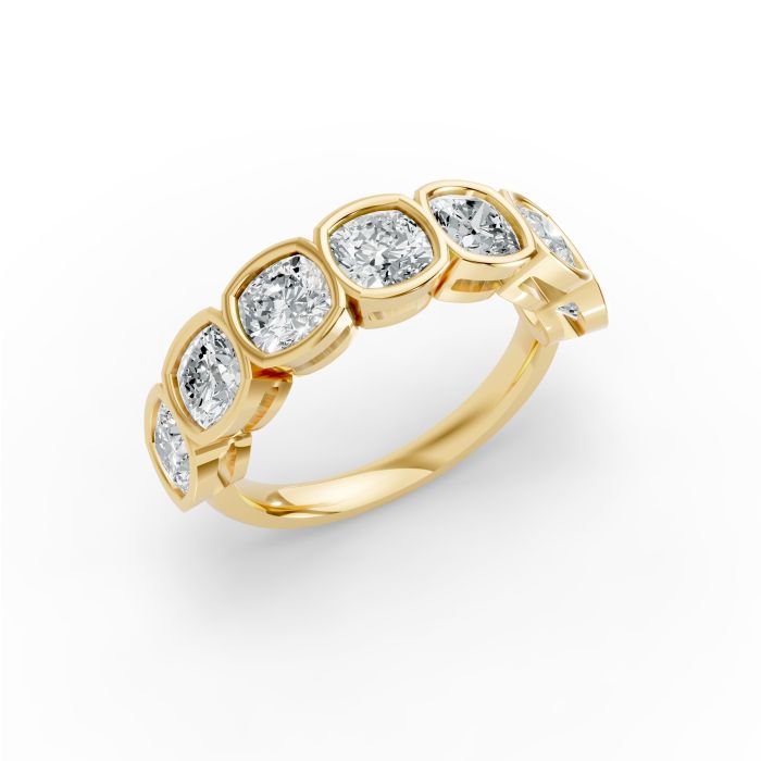 Cushion Shape Diamond Anniversary Band in Gold