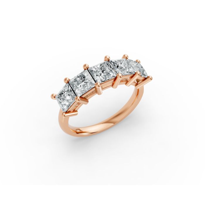 Princess Shape Diamond Anniversary Band in Gold